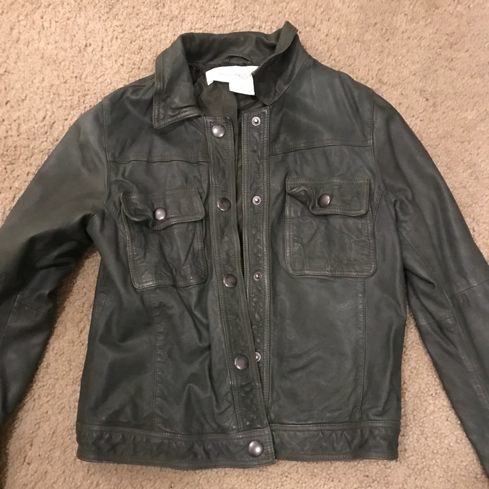 Leather jacket hunter green